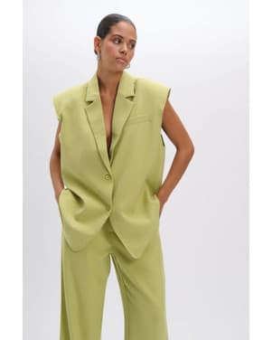 ladies woven oversized waistcoat SPENCER Groen